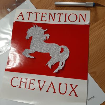 Pancarte Attention chevaux