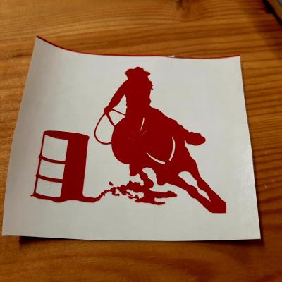 Autocollant cheval barrel racing